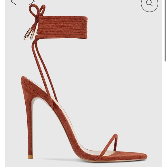 FEMME LA Barely There Lace Up Heel - Choco - Picture 1 of 10